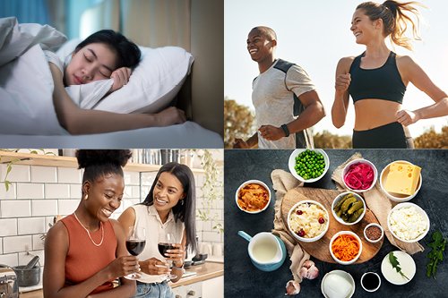 Brain-healthy lifestyle elements including reading, exercise, and a Mediterranean diet.